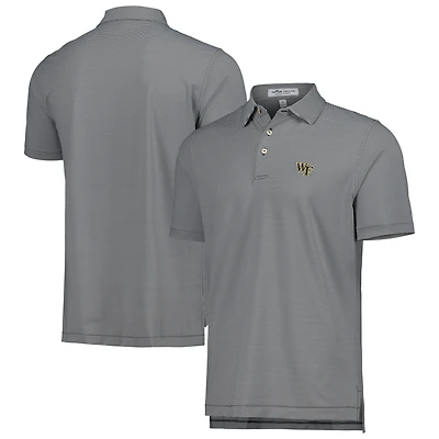 Men's Peter Millar Black Wake Forest Demon Deacons Jubilee Striped Performance Jersey Polo