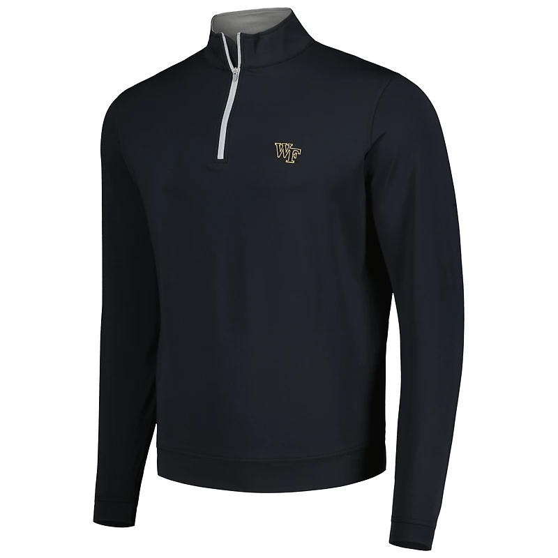 Men's Peter Millar Black Wake Forest Demon Deacons Perth Performance Quarter-Zip Top