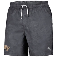 Men's Tommy Bahama Black Wake Forest Demon Deacons Naples Layered Leaves Swim Trunks