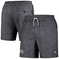 Men's Tommy Bahama Black Wake Forest Demon Deacons Naples Layered Leaves Swim Trunks