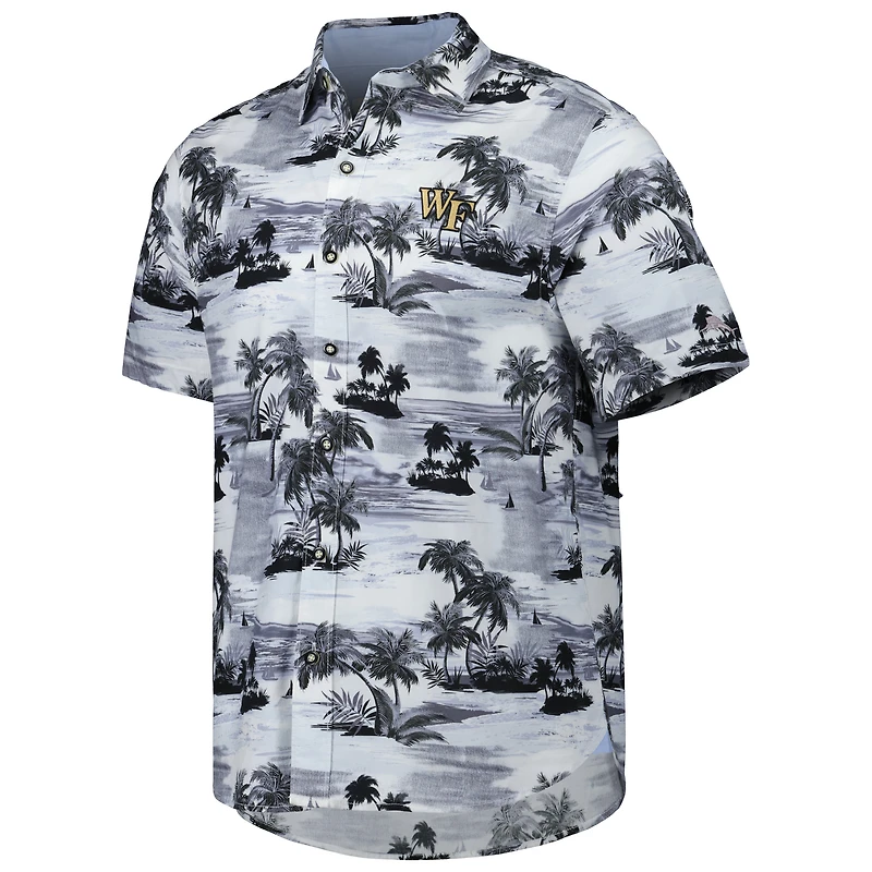 Men's Tommy Bahama Black Wake Forest Demon Deacons Tropical Horizons Button-Up Shirt