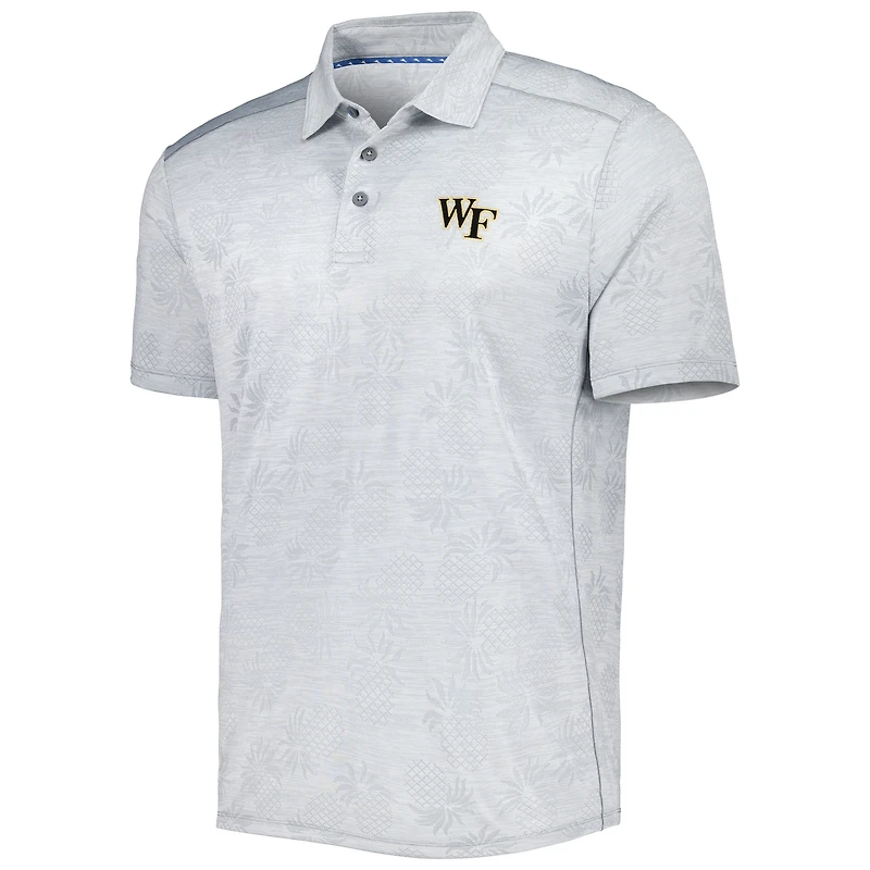 Men's Tommy Bahama Gray Wake Forest Demon Deacons Pineapple Palm Coast IslandZone Polo