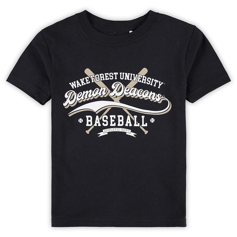 T-shirt de baseball pour tout-petits Garb Black Wake Forest Demon Deacons Toni