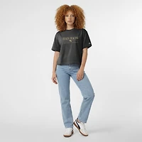 Women's Champion  Black Wake Forest Demon Deacons Waist Length Wordmark T-Shirt