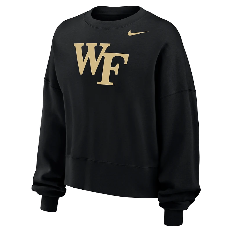 Sweat-shirt polaire Nike Phoenix noir pour femme, Wake Forest Demon Deacons