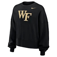 Sweat-shirt polaire Nike Phoenix noir pour femme, Wake Forest Demon Deacons