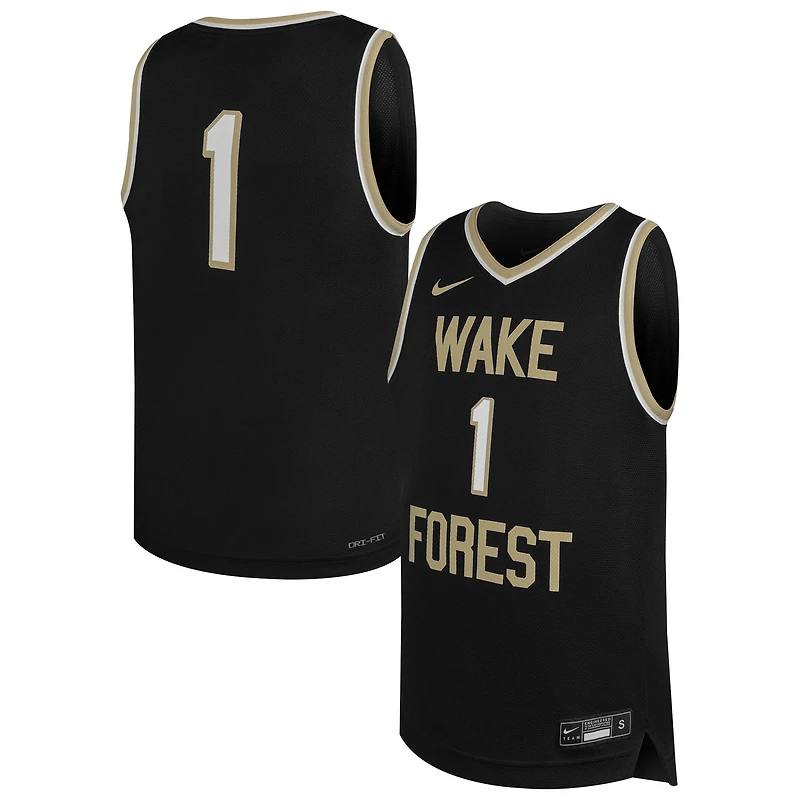 Youth Nike #1 Black Wake Forest Demon Deacons Replica Basketball Jersey