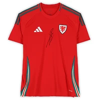 Maillot réplique adidas rouge 2024 autographié par Gareth Bale, équipe nationale du Pays de Galles - Signature sur le devant