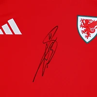 Maillot réplique adidas rouge 2024 autographié par Gareth Bale, équipe nationale du Pays de Galles - Signature sur le devant