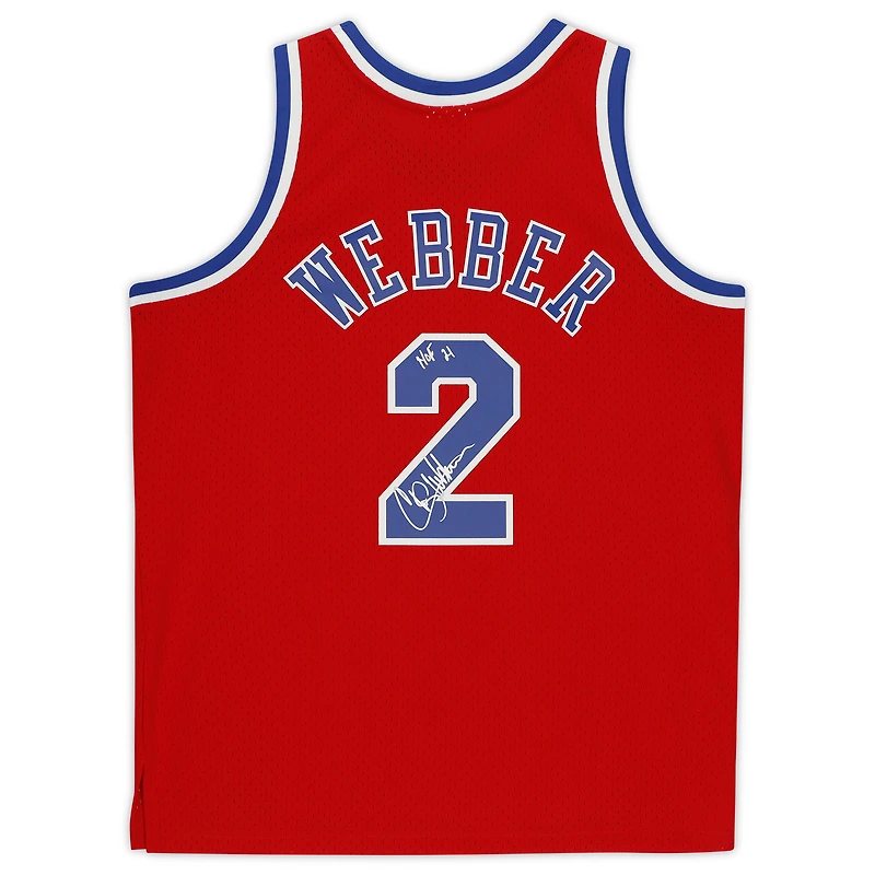 Chris Webber Red Washington Bullets Autographed 1994-95 Mitchell & Ness Hardwood Classics Replica Jersey with "HOF 21" Inscription