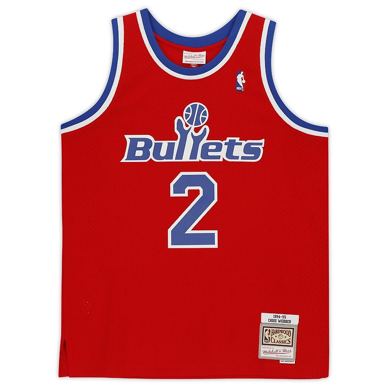Chris Webber Red Washington Bullets Autographed 1994-95 Mitchell & Ness Hardwood Classics Replica Jersey with "HOF 21" Inscription