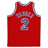 Maillot réplique autographié Mitchell & Ness Hardwood Classics 1994-95 des Washington Bullets par Chris Webber avec inscription « HOF 21 »
