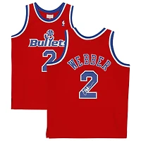 Maillot réplique autographié Mitchell & Ness Hardwood Classics 1994-95 des Red Washington Bullets de Chris Webber