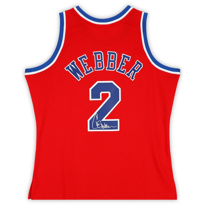 Chris Webber Washington Bullets Autographed Red Mitchell & Ness 1994-95 Swingman Jersey