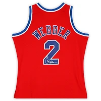 Chris Webber Washington Bullets Autographed Red Mitchell & Ness 1994-95 Swingman Jersey