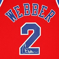 Maillot Swingman rouge autographié par Chris Webber des Washington Bullets, Mitchell & Ness, 1994-95