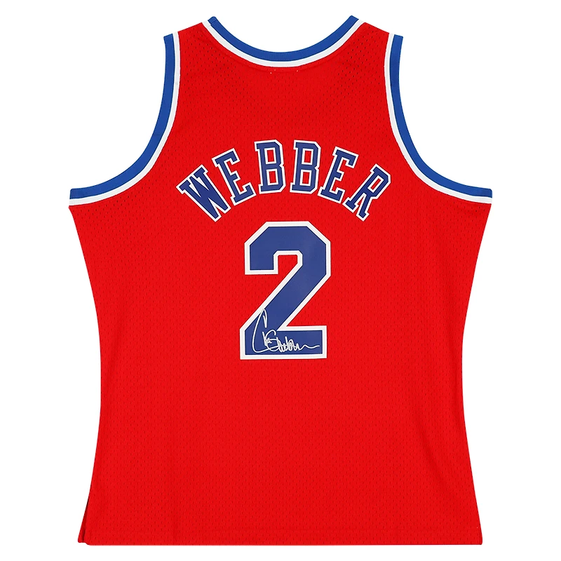 Chris Webber Washington Bullets Autographed Red Mitchell & Ness 1994-95 Swingman Jersey