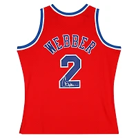 Chris Webber Washington Bullets Autographed Red Mitchell & Ness 1994-95 Swingman Jersey
