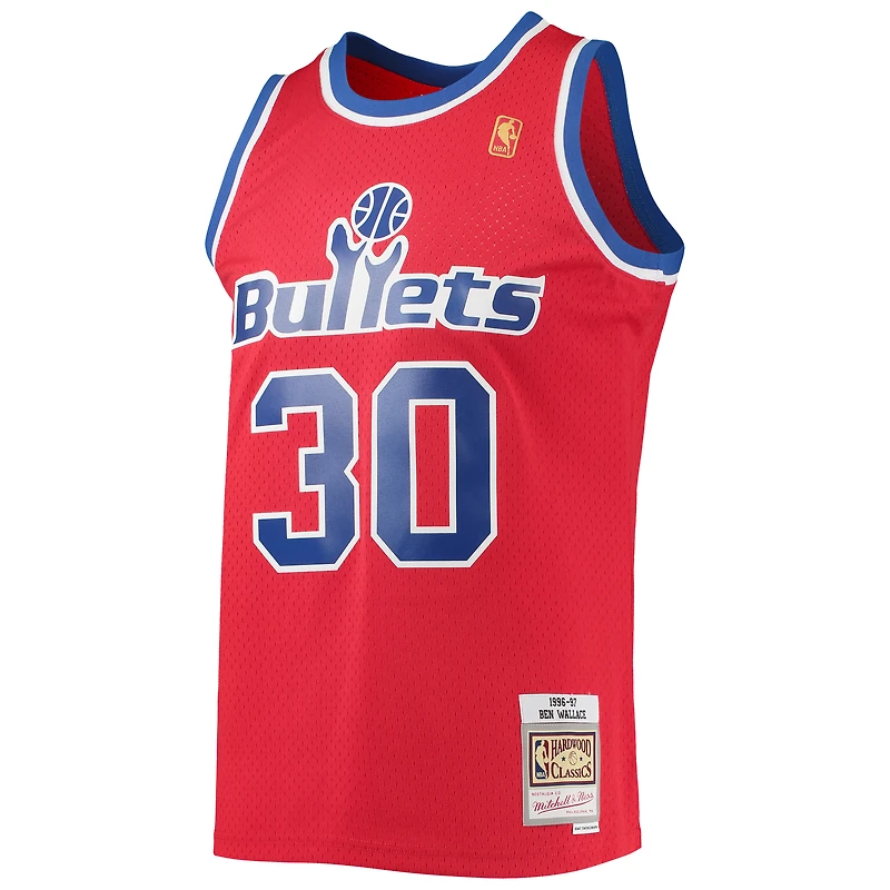 Men's Mitchell & Ness Ben Wallace Red Washington Bullets 1996/97 Hardwood Classics Swingman Jersey