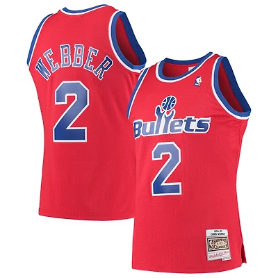Maillot Swingman Mitchell & Ness Chris Webber Red Washington Bullets 1994/95 Hardwood Classics pour homme