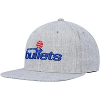 Mitchell & Ness Heather Grey Washington Bullets Hardwood Classics 2.0 Snapback Casquette pour homme