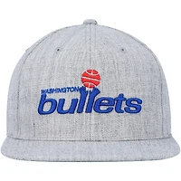 Mitchell & Ness Heather Grey Washington Bullets Hardwood Classics 2.0 Snapback Casquette pour homme