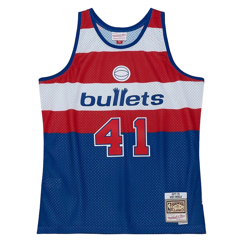 Maillot Swingman Mitchell & Ness Wes Unseld Washington Bullets 1977/78 Hardwood Classics pour homme, bleu