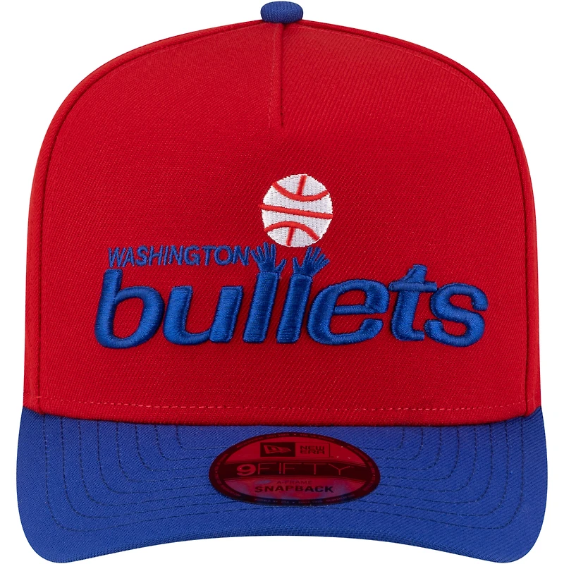 Casquette snapback New Era rouge/bleue Washington Bullets style années 80, modèle 9FIFTY, pour homme