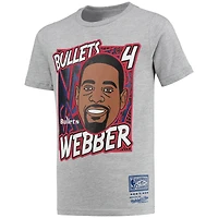 Youth Mitchell & Ness Chris Webber Heathered Gray Washington Bullets Hardwood Classics King of the Court Player T-Shirt