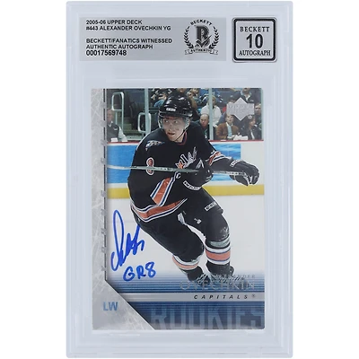 Alex Ovechkin Washington Capitals Autographed 2005-06 Upper Deck Young Guns #443 Beckett Fanatics Witnessed Authenticated 10 Rookie Card with "GR8" Inscription