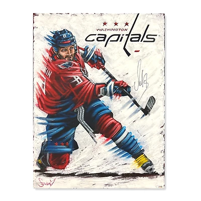 Toile originale autographiée de 30" x 40" d'Alex Ovechkin, Washington Capitals - Art par Eric Sevigny - #1 de l'édition limitée 1