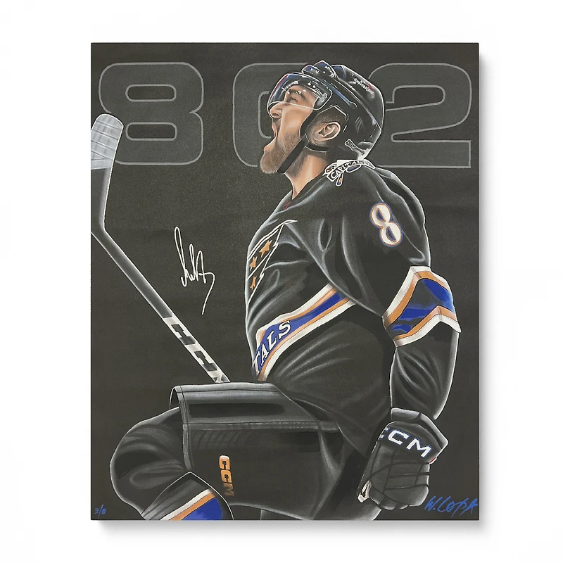 Alex Ovechkin Washington Capitals Autographed Stretched 32" x 36" Embellished Canvas Giclee Print - Art by Bill Lopa - Limited Edition of 8