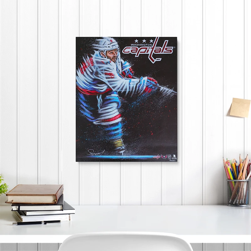 Alex Ovechkin Washington Capitals Unsigned Stretched 16" x 20" Embellished Canvas Giclee Print - Art by Eric Sevigny