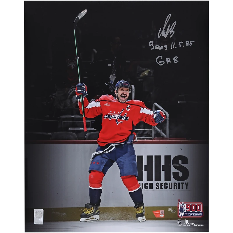 Alexander Ovechkin Washington Capitals Autographed 16" x 20" 900th Goal Celebration Photograph with Multiple Inscriptions - Limited Edition of 25
