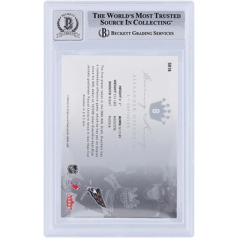 Alexander Ovechkin Washington Capitals Autographed 2005-06 Fleer Ultra Scoring Kings #SK18 Beckett Fanatics Witnessed Authenticated 10 Rookie Card