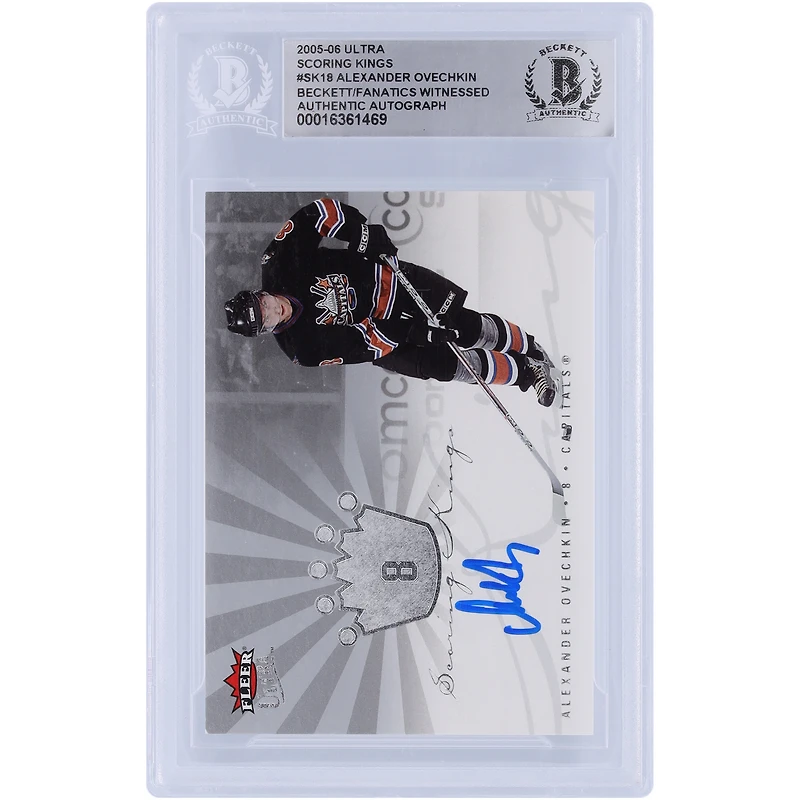 Carte de recrue authentifiée dédicacée par Alexander Ovechkin des Capitals de Washington, Upper Deck Fleer Ultra Scoring Kings #SK18 Beckett Fanatics 2005-06