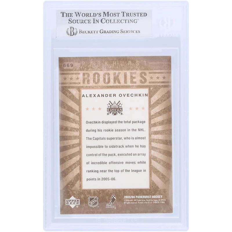 Alexander Ovechkin Washington Capitals Autographed 2005-06 Upper Deck Parkhurst #669 Beckett Fanatics Witnessed Authenticated Rookie Card