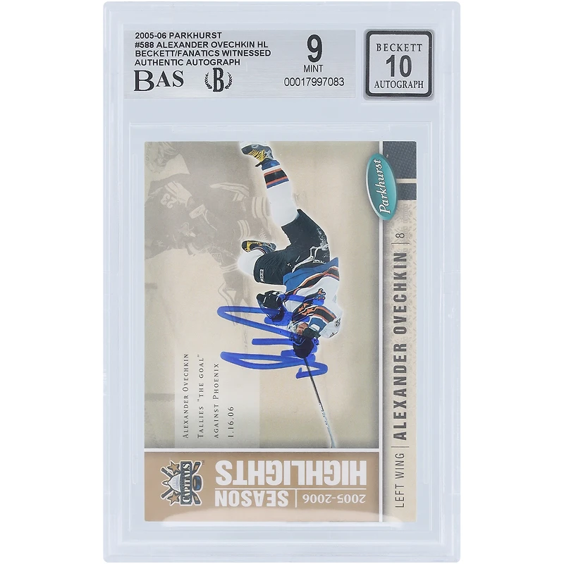 V106832 Casquettes Alexander Ovechkin Washington Capitals Autographiée 2005-06 Upper Deck Parkhurst Faits saillants de la saison #588 Beckett Fanatics Witnessed Authentifié 9/10 Carte recrue Alexander Ovechkin AUT UPD CARTES À COLLECTIONNER 45831 AUTTRC CA01HK4993 #19