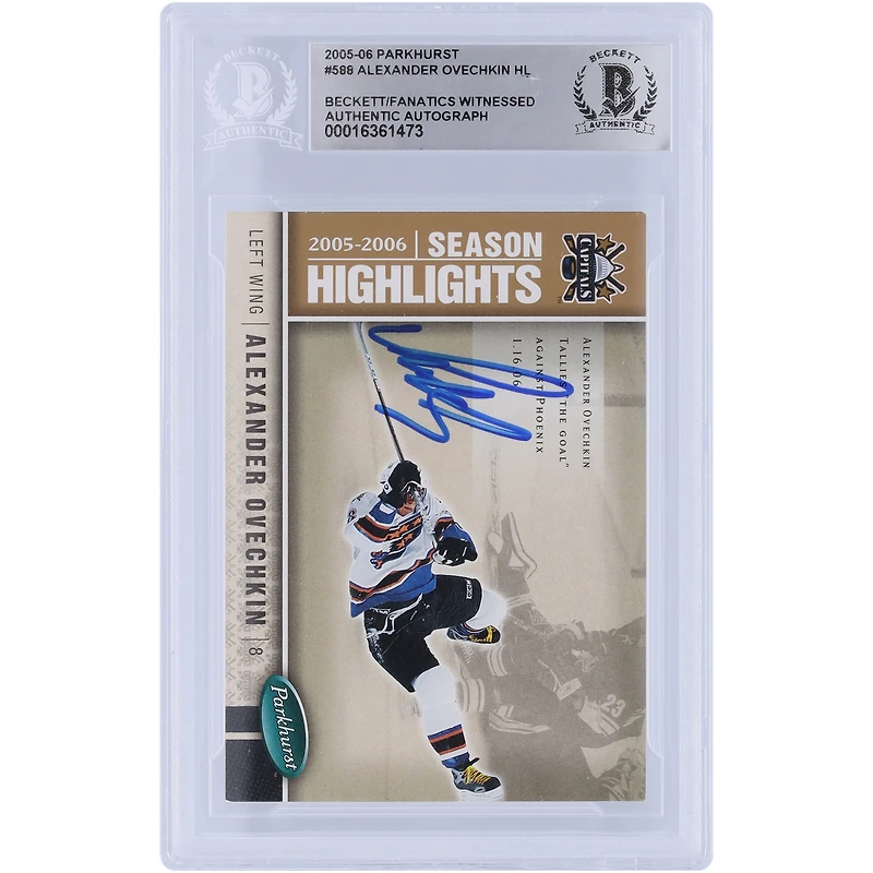 Alexander Ovechkin Washington Capitals Autographié 2005-06 Upper Deck Parkhurst Faits saillants de la saison #588 Beckett Fanatics Witnessed Carte recrue authentifiée