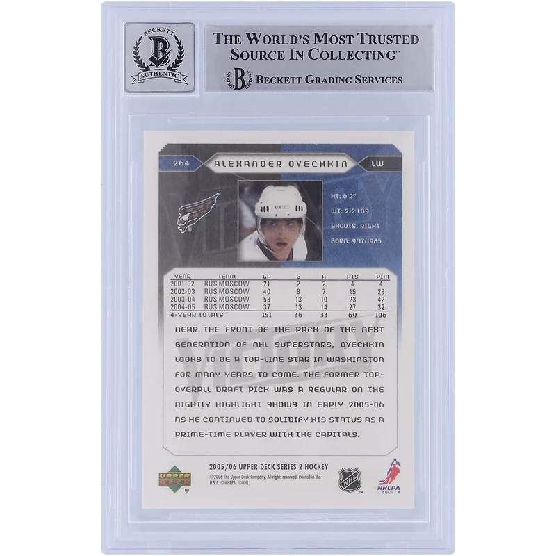 Carte de recrue numéro 10 autographiée par Alexander Ovechkin des Capitals de Washington 2005-06 Upper Deck Victory #264 Beckett Fanatics Witnessed Authenticated