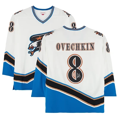 Maillot réplique autographié Mitchell & Ness blanc 2005-06 des Capitals de Washington par Alexander Ovechkin