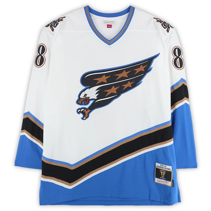 Alexander Ovechkin Washington Capitals Autographed 2005 White Screaming Eagle Mitchell & Ness Replica Jersey with Multiple Inscriptions