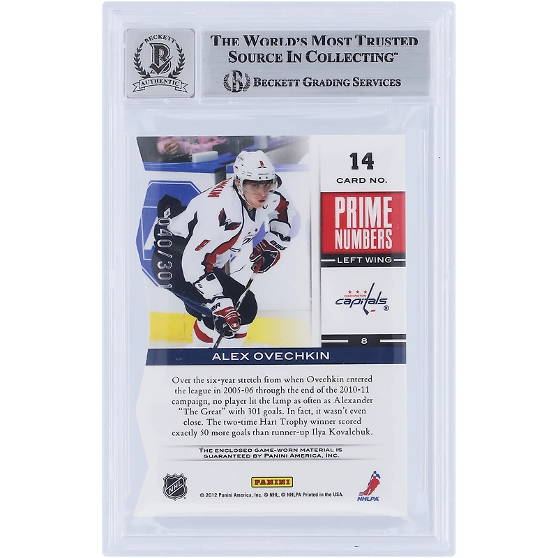 V106832 Casquettes Alexander Ovechkin Washington Capitals Autographié 2011-12 Panini Donruss Elite Prime Numbers Jersey Relic #14 #/301 Beckett Fanatics Witnessed Authenticated 9/10 Card Alexander Ovechkin AUT PAA TRADING CARDS 45831 AUTTRC CA01HK5019 #67