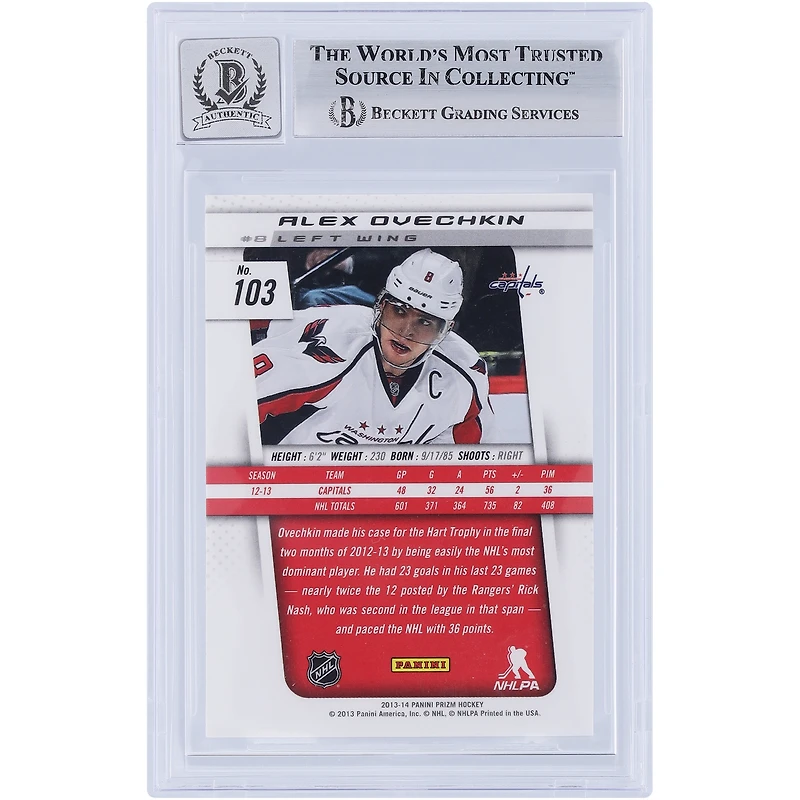 Alexander Ovechkin Washington Capitals Autographed 2013-14 Panini Prizm #103 Beckett Fanatics Witnessed Authenticated /10 Card