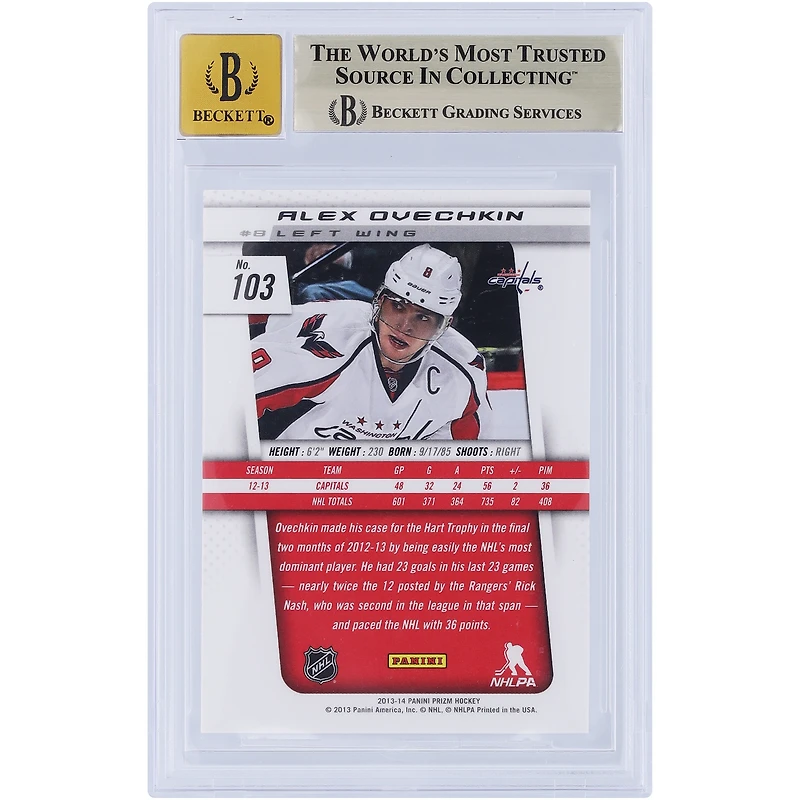 V106832 Casquettes Alexander Ovechkin Washington Capitals Autographiée 2013-14 Panini Prizm #103 Beckett Fanatics Witnessed Authentifié 9.5/10 Carte Alexander Ovechkin AUT PAA TRADING CARDS 45831 AUTTRC CA01HK5126 #77