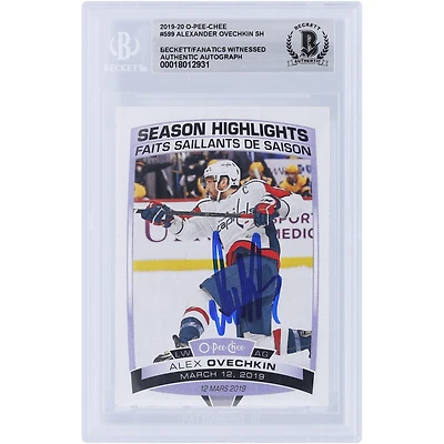 V106832 Casquettes Alexander Ovechkin Washington Capitals Autographié 2019-20 O-Pee-Chee Faits saillants de la saison #599 Beckett Fanatics Witnessed Authenticated Card Alexander Ovechkin AUT OPC TRADING CARDS 45831 AUTTRC CA01HK5043 #2