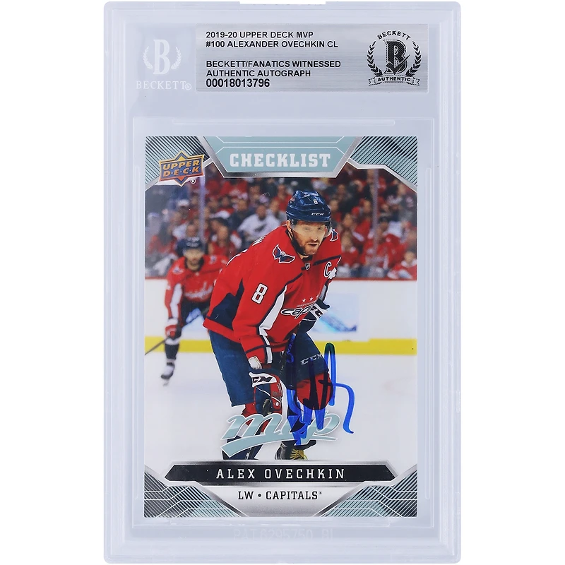 V106832 Casquettes Alexander Ovechkin Washington Capitals Autographiée 2019-20 Upper Deck MVP Checklist #100 Beckett Fanatics Witnessed Authenticated Card Alexander Ovechkin AUT UPD TRADING CARDS 45831 AUTTRC CA01HK5062 #66