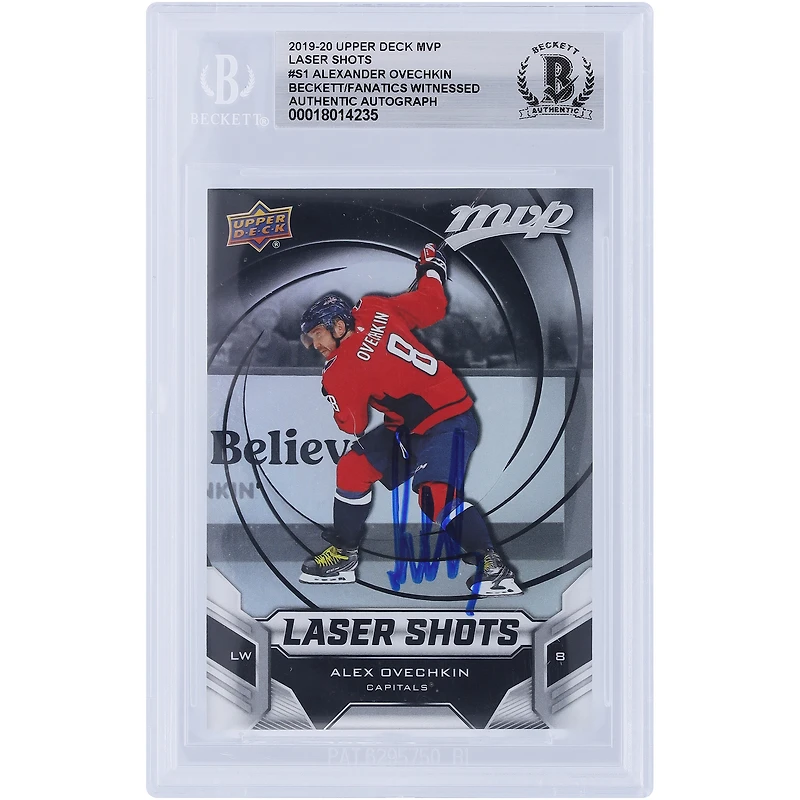 V106832 Casquettes Alexander Ovechkin Washington Capitals Autographiée 2019-20 Upper Deck MVP Laser Shots #S-1 Beckett Fanatics Witnessed Authenticated Card Alexander Ovechkin AUT UPD TRADING CARDS 45831 AUTTRC CA01HK5128 #121