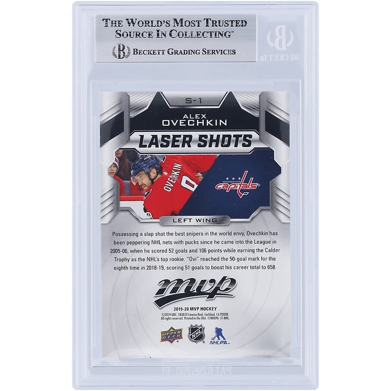 V106832 Casquettes Alexander Ovechkin Washington Capitals Autographiée 2019-20 Upper Deck MVP Laser Shots #S-1 Beckett Fanatics Witnessed Authenticated Card Alexander Ovechkin AUT UPD TRADING CARDS 45831 AUTTRC CA01HK5128 #121