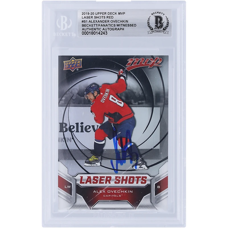 V106832 Casquettes Alexander Ovechkin Washington Capitals Autographiée 2019-20 Upper Deck MVP Red Laser Shots #S-1 Beckett Fanatics Witnessed Authenticated Card Alexander Ovechkin AUT UPD TRADING CARDS 45831 AUTTRC CA01HK5039 #49
